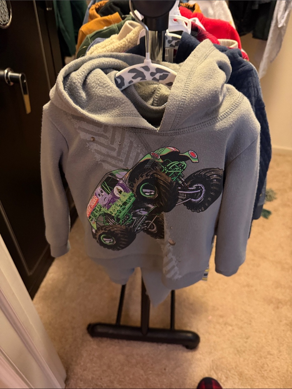 Grey Boys' Monster Truck Hoodie Sweatshirt